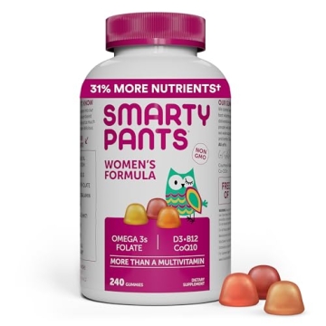 SmartyPants Women's Multivitamin Gummies: Omega 3 Fish Oil, Methylfolate, CoQ10, Vitamin D3, Vitamin...