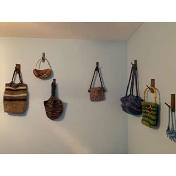 YANGQIHOME Pack of 4 Vintage Real Wood Tree Branch Wall Hook,Rustic Decorative Wood Adhesive Hooks. Key Holder, Coat Hook,Strong Suction Hooks.(Width 2cm-3cm)