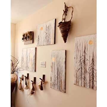 YANGQIHOME Pack of 4 Vintage Real Wood Tree Branch Wall Hook,Rustic Decorative Wood Adhesive Hooks. Key Holder, Coat Hook,Strong Suction Hooks.(Width 2cm-3cm)