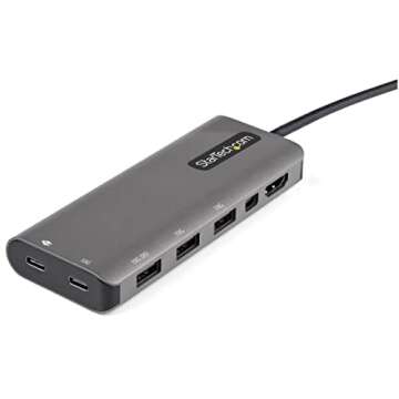 StarTech.com USB C Multiport Adapter - USB-C to HDMI or Mini DisplayPort 4K 60Hz, 100W Power Delivery Pass-Through, 4-Port 10Gbps USB Hub - USB Type-C Mini Dock - w/ 12" Attached Cable (DKT31CMDPHPD)