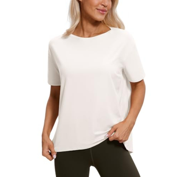 CRZ YOGA Women's Short Sleeve Pima Cotton Shirt - Stylish Casual Top