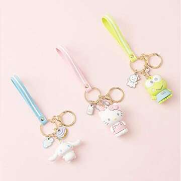PaPiJoJo Cute Keychain Kawaii Anime Keychains Accessories Keyring Key Purse Car Backpack Charms (Pink,1Pcs)