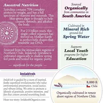 Imlak’esh Organics - Organic Spirulina Powder - Blue-Green Algae Powder - Superfood with Protein and Antioxidants - Vegan, Non-GMO, and Gluten Free (14oz Glass Jar)