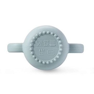 PandaEar 2 Pack 100% Tiny Silicone Drinking Training Cup with Handles & Straw for Baby and Toddler (White Blue)