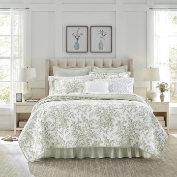 Laura Ashley King Quilt Set Reversible Cotton Bedding