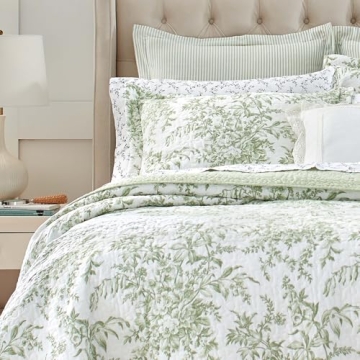 Laura Ashley King Quilt Set Reversible Cotton Bedding