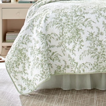 Laura Ashley King Quilt Set Reversible Cotton Bedding