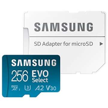 SAMSUNG EVO Select Micro SD-Memory-Card + Adapter, 256GB microSDXC 130MB/s Full HD & 4K UHD, UHS-I, ...