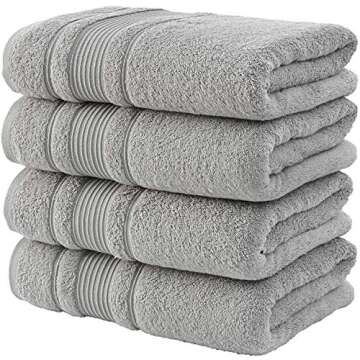Qute Home 4-Piece Bath Towels Set, 100% Turkish Cotton Premium Quality Towels for Bathroom, Quick Dr...