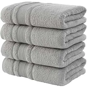 Qute Home 4-Piece Bath Towels Set, 100% Turkish Cotton Premium Quality Towels for Bathroom, Quick Dr...