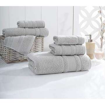 Qute Home 4-Piece Bath Towels Set, 100% Turkish Cotton Premium Quality Towels for Bathroom, Quick Dry Soft and Absorbent Turkish Towel, Set Includes 4 Bath Towels (Grey)