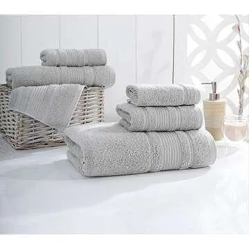Qute Home 4-Piece Bath Towels Set, 100% Turkish Cotton Premium Quality Towels for Bathroom, Quick Dry Soft and Absorbent Turkish Towel, Set Includes 4 Bath Towels (Grey)