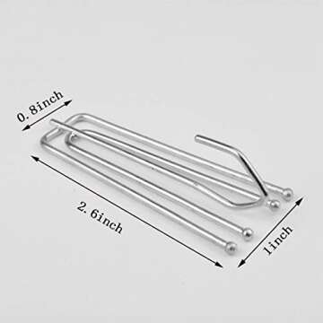 baotongle 50 pcs Stainless Steel Curtain Pleater Tape Hooks Stainless Curtain Pleat Hook, 4 Prongs Pinch Pleat Hook ClipTraverse Pleater ¡­