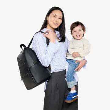 Itzy Ritzy Eras Diaper Bag Backpack – Large Capacity Sleek Daddy Diaper Bag for Men Featuring Neutral Design, 15 Pockets, Changing Pad, Stroller Straps, and Comfortable Backpack Straps, Black