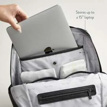 Itzy Ritzy Eras Diaper Bag Backpack – Large Capacity Sleek Daddy Diaper Bag for Men Featuring Neutral Design, 15 Pockets, Changing Pad, Stroller Straps, and Comfortable Backpack Straps, Black