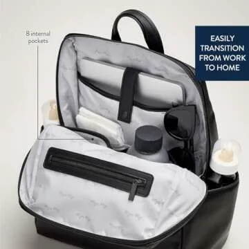 Itzy Ritzy Eras Diaper Bag Backpack – Large Capacity Sleek Daddy Diaper Bag for Men Featuring Neutral Design, 15 Pockets, Changing Pad, Stroller Straps, and Comfortable Backpack Straps, Black