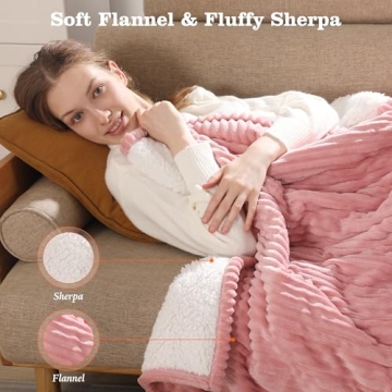 Cozy Heated Blanket Electric Grid Flannel Sherpa 50"x60"
