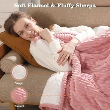 Cozy Heated Blanket Electric Grid Flannel Sherpa 50"x60"