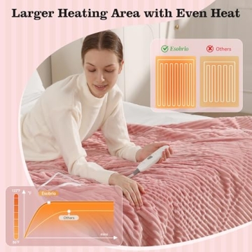 Cozy Heated Blanket Electric Grid Flannel Sherpa 50"x60"