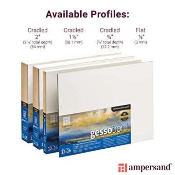 Ampersand Art Supply Gesso Wood Painting Panel Pack of 4