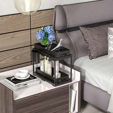 CSH Under Sink Organizers and Storage, 2 Tier Multi-purpose Bathroom Organizer, Pull Out Cabinet Basket Organizer, Sliding Under Sink Storage for Bathroom, Kitchen Sink Organizer.