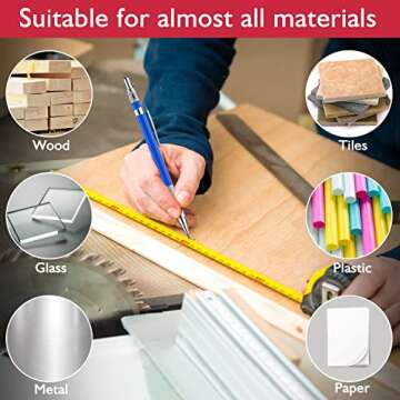 HEXMZUOA Mechanical Carpenter Pencils Kit,Multi-Purpose Deep Hole Marker Pens Deep Drill Hole Long Nib Marker Deep Hole Marker Pens Colorful Carpenter Pen for Woodworking