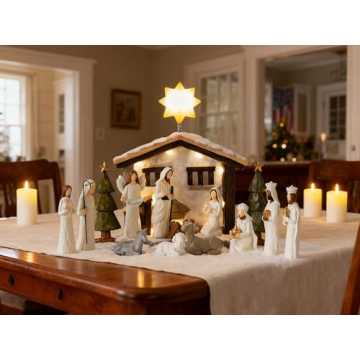 15-Piece Nativity Set with LED Star for Christmas Decor