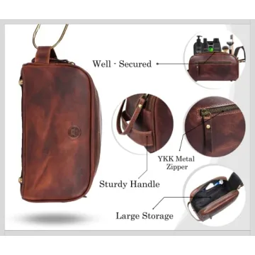 Premium Leather Toiletry Travel Pouch for Stylish Travel