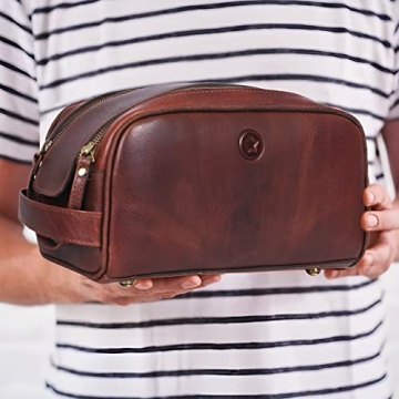 Premium Leather Toiletry Travel Pouch for Stylish Travel