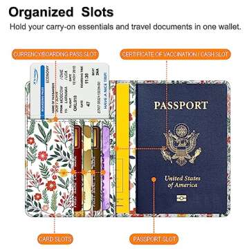 Fintie Passport Holder, Slim Travel Wallet RFID Blocking Card Case Cover Passport Cover Protector Essentials with Credit Card Slots for Women/Men, Spring