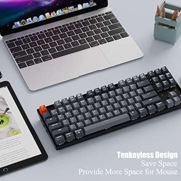 Keychron K8 Tenkeyless Mechanical Keyboard Wireless/Wired, Hot-Swappable Multitasking Bluetooth Computer Keyboard with White Backlit, N-Key Rollover, Gateron G Pro Brown Switch 87 Keys for Mac Windows