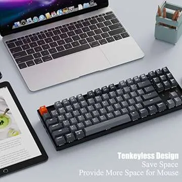 Keychron K8 Tenkeyless Mechanical Keyboard Wireless/Wired, Hot-Swappable Multitasking Bluetooth Computer Keyboard with White Backlit, N-Key Rollover, Gateron G Pro Brown Switch 87 Keys for Mac Windows