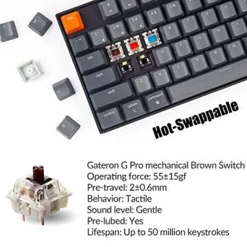 Keychron K8 Tenkeyless Mechanical Keyboard Wireless/Wired, Hot-Swappable Multitasking Bluetooth Computer Keyboard with White Backlit, N-Key Rollover, Gateron G Pro Brown Switch 87 Keys for Mac Windows