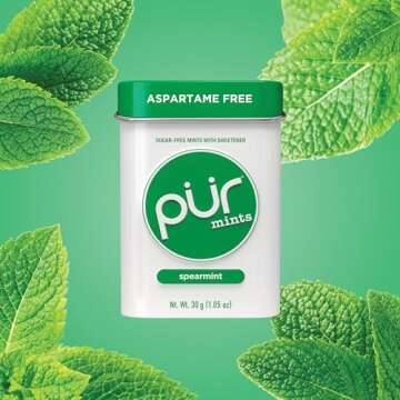 PUR Mints | Aspartame Free Mints | Made with Xylitol | Sugar Free, Vegan, Gluten Free & Keto Friendly | Natural Spearmint Flavored Mints, 30 Pieces (Pack of 2)