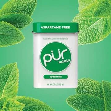 PUR Mints | Aspartame Free Mints | Made with Xylitol | Sugar Free, Vegan, Gluten Free & Keto Friendly | Natural Spearmint Flavored Mints, 30 Pieces (Pack of 2)