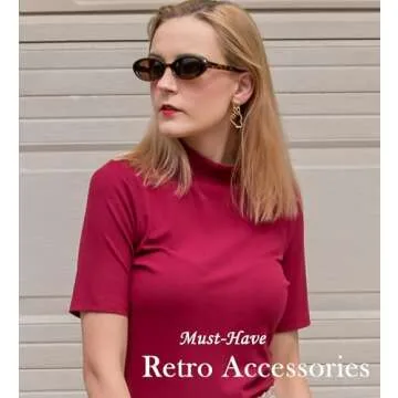 SDINM Tiny Small Retro Oval Sunglasses for Women Vintage 90s Sun Glasses Shades Tortoise Shell Sunglasses for Women