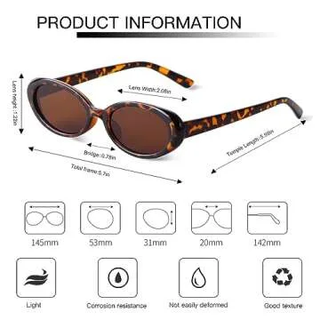 SDINM Tiny Small Retro Oval Sunglasses for Women Vintage 90s Sun Glasses Shades Tortoise Shell Sunglasses for Women