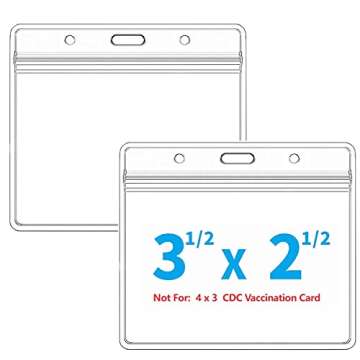 Horizontal Waterproof Name Tag Badge Holders - 6 Packs