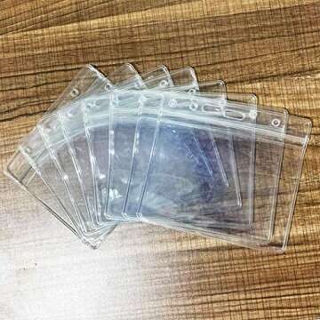 Horizontal Waterproof Name Tag Badge Holders - 6 Packs