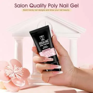 ROSALIND 2 oz Pink Poly Nail Gel, Peach Pink Poly Extension Gel for Nails Nature Poly Pink Gel Color Builder Nail Strengthen Gel Poly Nail Art Design, Poly Acrylic Gel Packs for Women Christmas