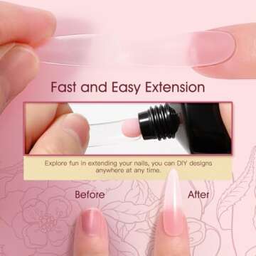 ROSALIND 2 oz Pink Poly Nail Gel, Peach Pink Poly Extension Gel for Nails Nature Poly Pink Gel Color Builder Nail Strengthen Gel Poly Nail Art Design, Poly Acrylic Gel Packs for Women Christmas