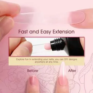 ROSALIND 2 oz Pink Poly Nail Gel, Peach Pink Poly Extension Gel for Nails Nature Poly Pink Gel Color Builder Nail Strengthen Gel Poly Nail Art Design, Poly Acrylic Gel Packs for Women Christmas