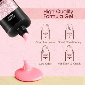 ROSALIND 2 oz Pink Poly Nail Gel, Peach Pink Poly Extension Gel for Nails Nature Poly Pink Gel Color Builder Nail Strengthen Gel Poly Nail Art Design, Poly Acrylic Gel Packs for Women Christmas