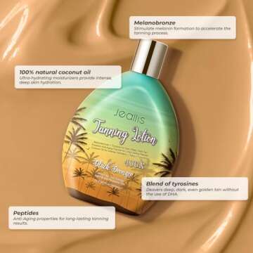 Jeallis Extreme Dark Tanning Lotion Accelerator for Indoor Tanning Beds & Outdoor Sun Tan with Bronz...