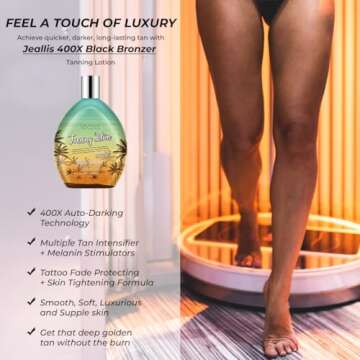Jeallis Dark Tanning Lotion with Tattoo Protection and Bronzers
