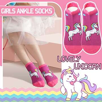 ANTSANG Kids Girls Toddler Unicorn Socks Ankle Low Cut No Show Cute Silly Novelty Fashion Cartoon Gi...