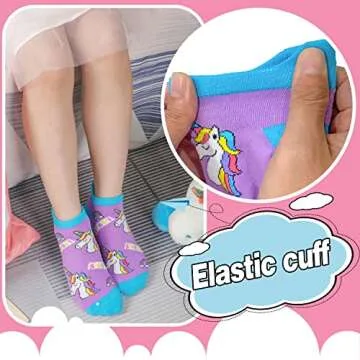ANTSANG Kids Girls Toddler Unicorn Socks Ankle Low Cut No Show Cute Silly Novelty Fashion Cartoon Gifts Stocking Stuffers Socks 6 Pairs (Unicorn,5-8 Y)