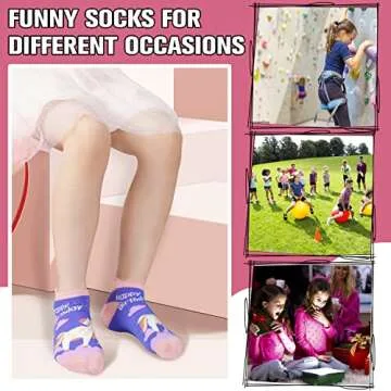 ANTSANG Kids Girls Toddler Unicorn Socks Ankle Low Cut No Show Cute Silly Novelty Fashion Cartoon Gifts Stocking Stuffers Socks 6 Pairs (Unicorn,5-8 Y)