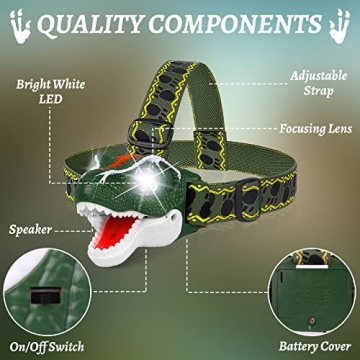 DX DA XIN Dinosaur Headlamp Bright LED for Kids