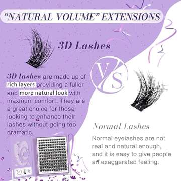 B&Qaugen Lash Clusters 144 PCS Individual Lashes B&Q 3D Effect Eyelash Clusters Fluffy Cluster Eyelash Extensions Wispy Eyelashes Natural Look With Long Lasting Curl Cluster Lashes (3D01,10-18mm)